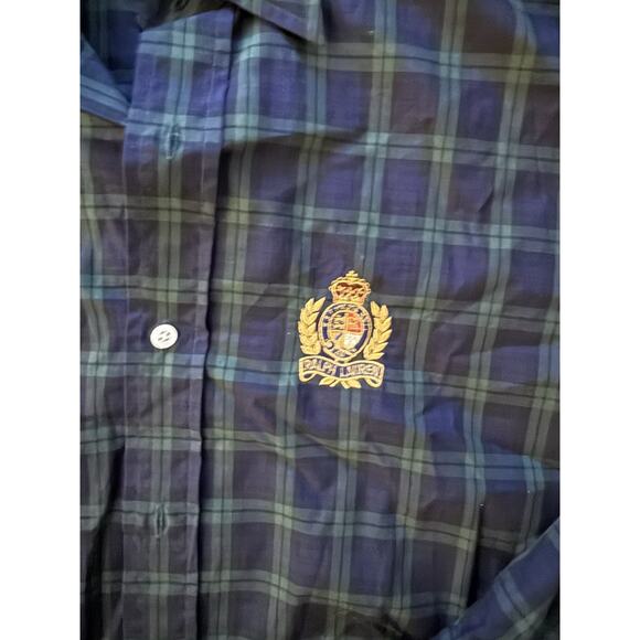 Lauren Ralph Lauren Crest Plaid Cotton Shirt Preppy Classic Button Down 8 - Picture 3 of 3